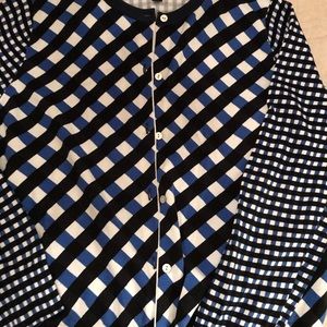 Lands End Navy Check Cotton Cardigan L/P